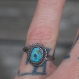 Vintage Sterling Turquoise Roper Ring 5.5