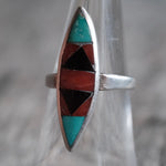 Vintage Sterling Inlay Ring 6.5