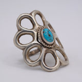 Vintage Sterling Silver Sandcast Turquoise Ring 6.25
