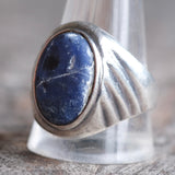 Vintage Sterling Lapis Signet Ring 13