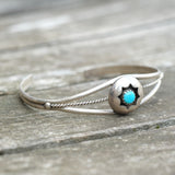 Vintage Sterling Turquoise Shadowbox Cuff