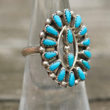 Vintage Sterling Turquoise Cluster Ring 6.25