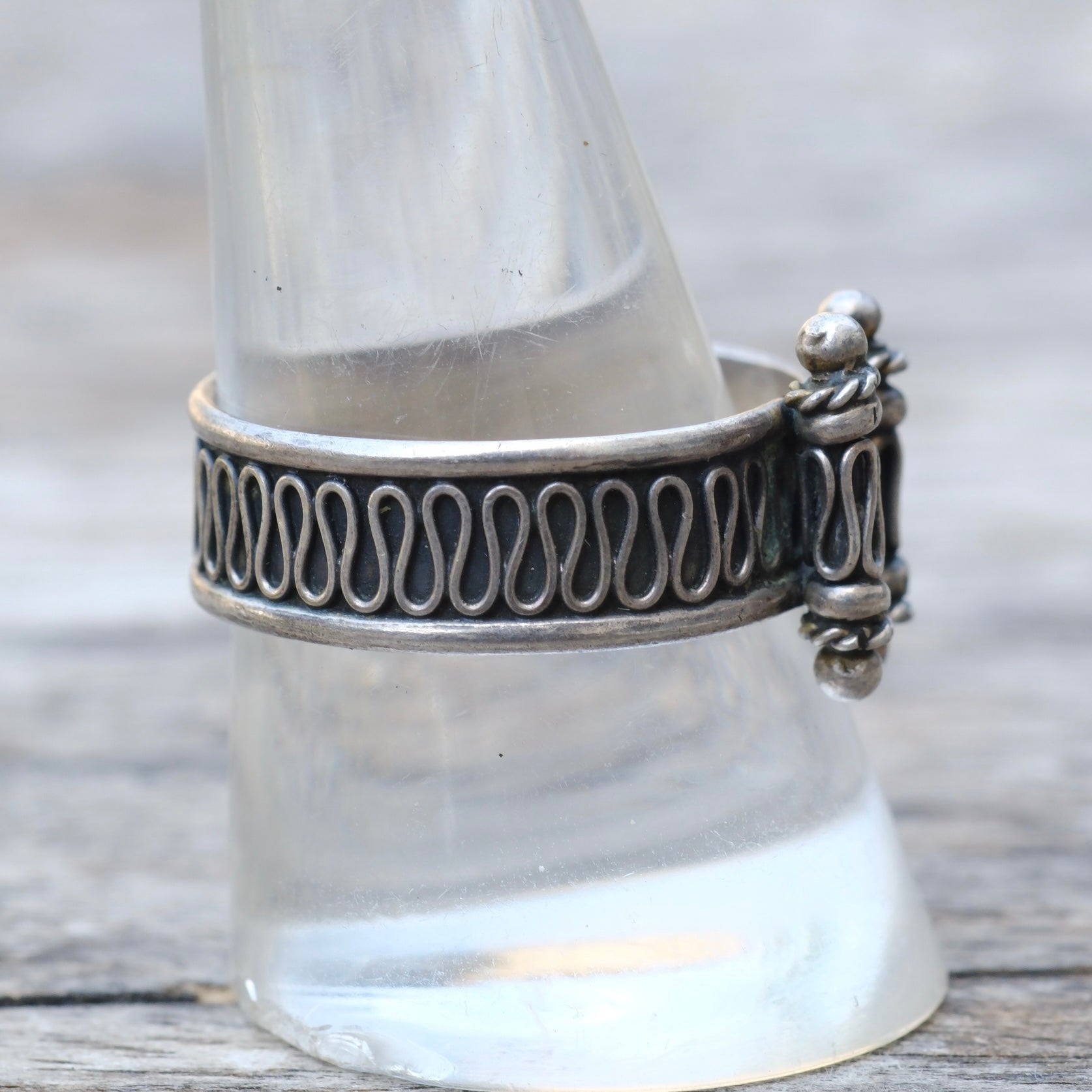 Vintage Sterling Silver Scroll Ring 10.5