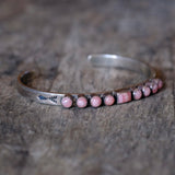 Vintage Sterling Rhodonite Stamped Cuff Bracelet 6.25"