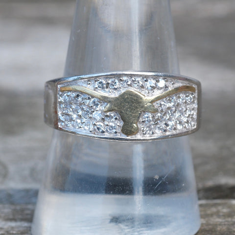 Vintage Sterling CZ Longhorn Band 10