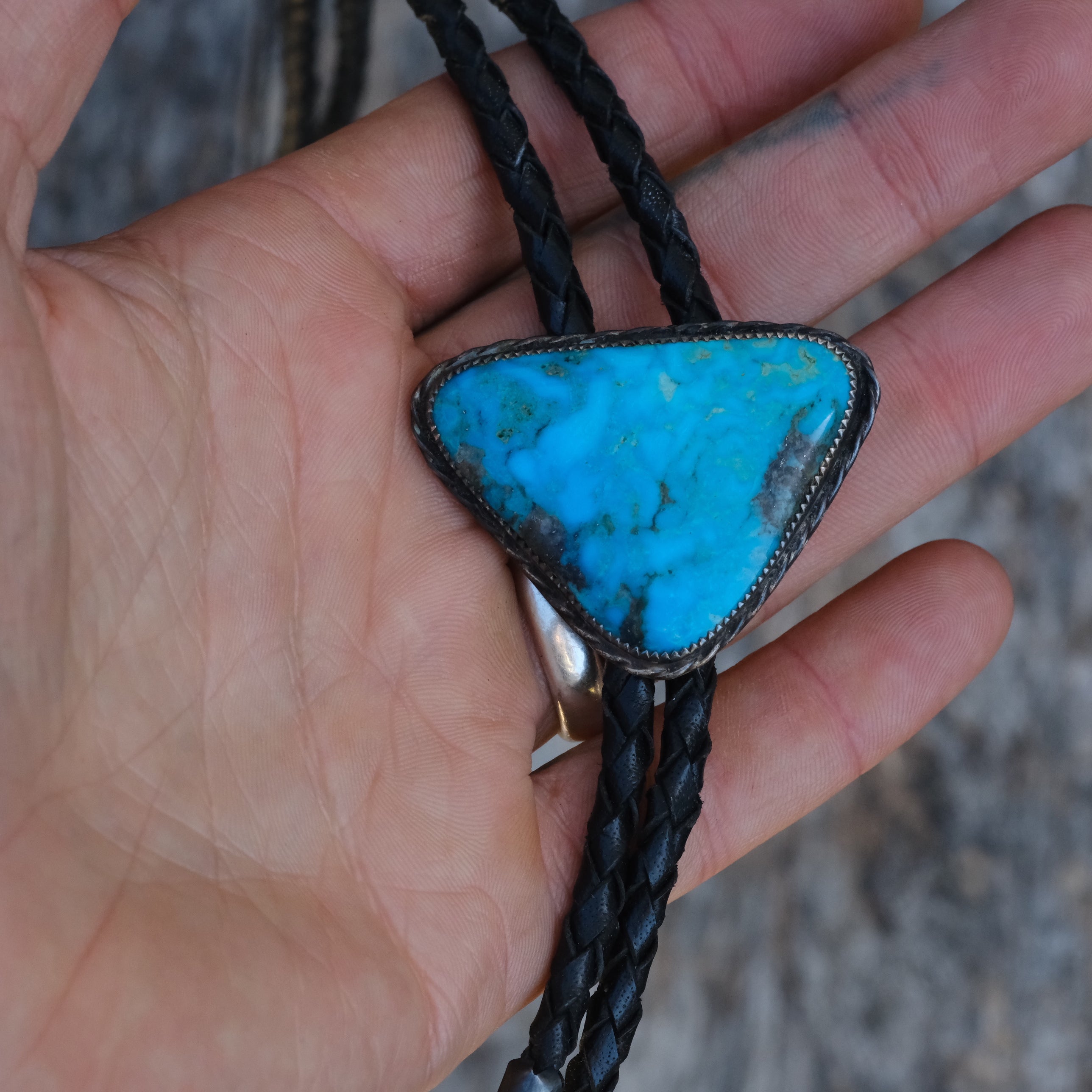Vintage Sterling Turquoise Bolo Tie