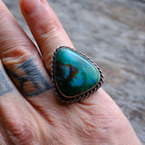 Vintage Sterling Chrysocolla Roper Ring 6.75