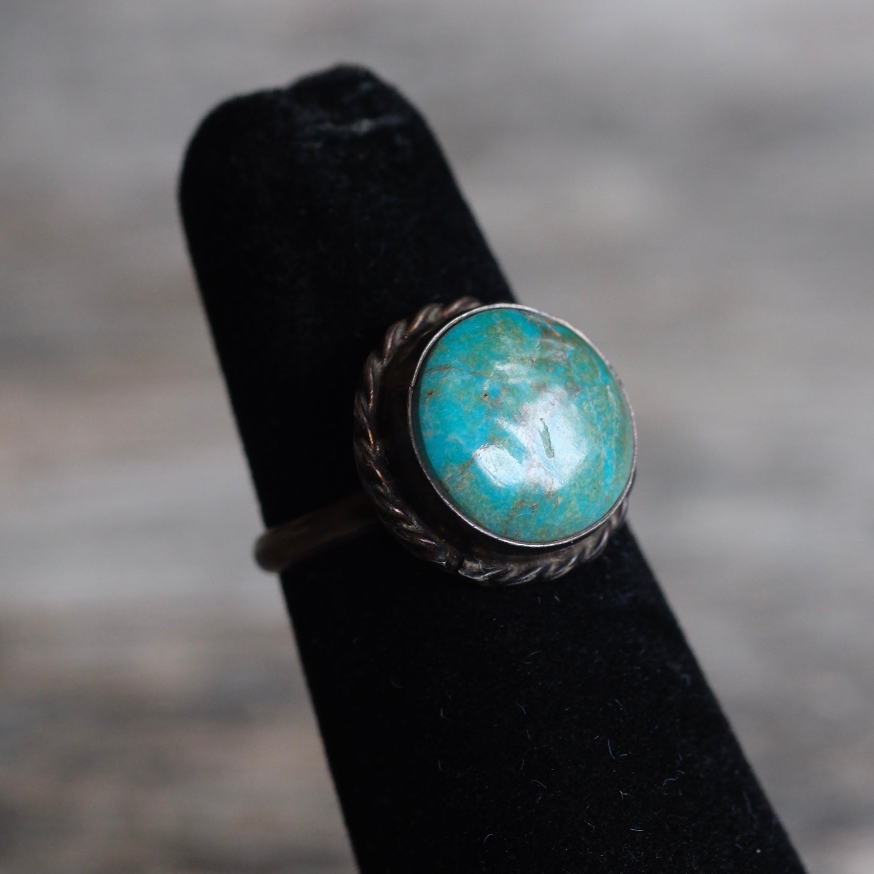 Vintage Sterling Turquoise Ring 3.5
