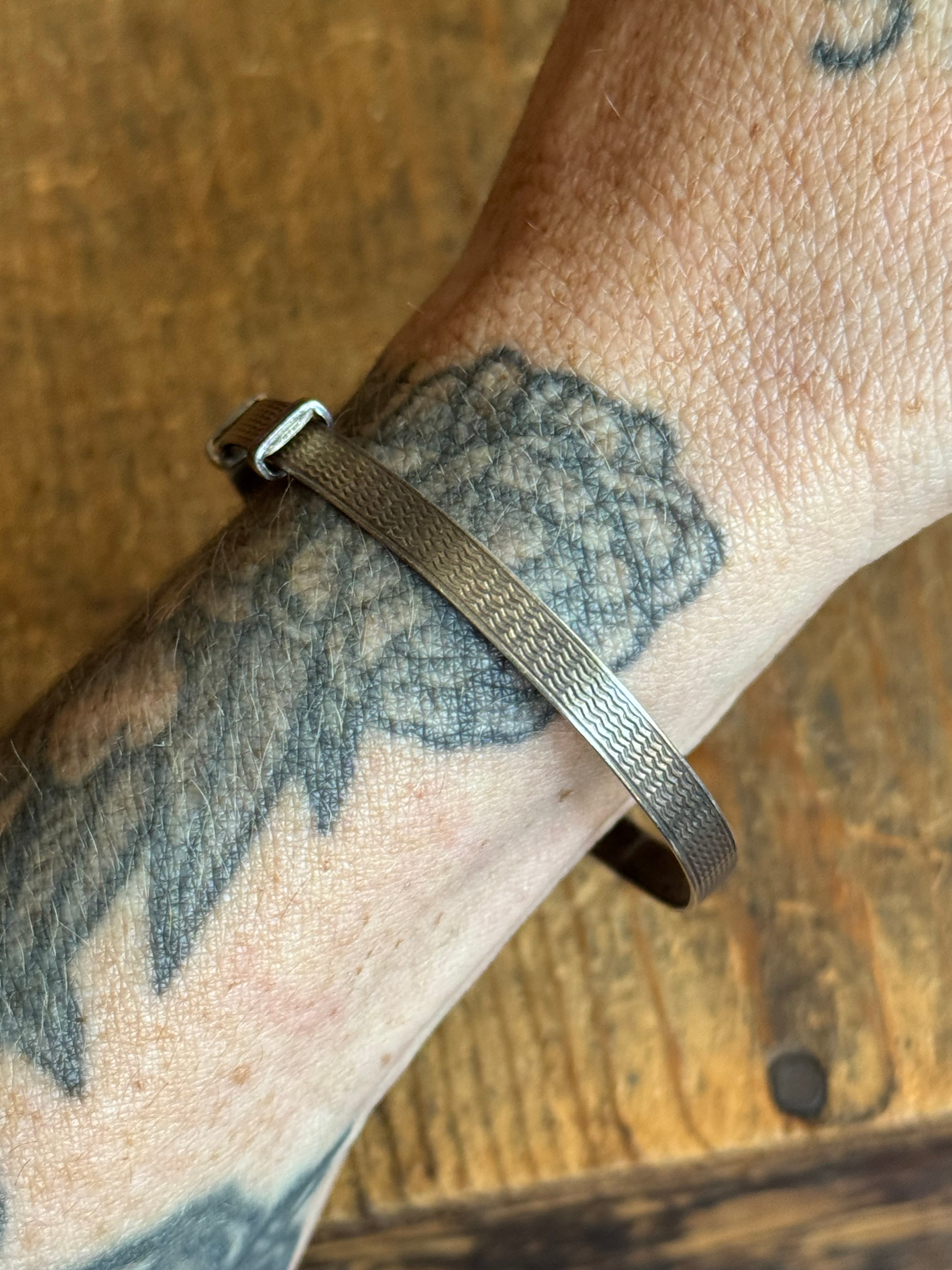 Vintage Sterling Silver Sliding Belt Etched Bracelet