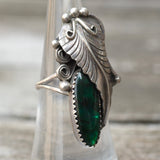 Vintage Sterling Abalone Feather Ring 6.25