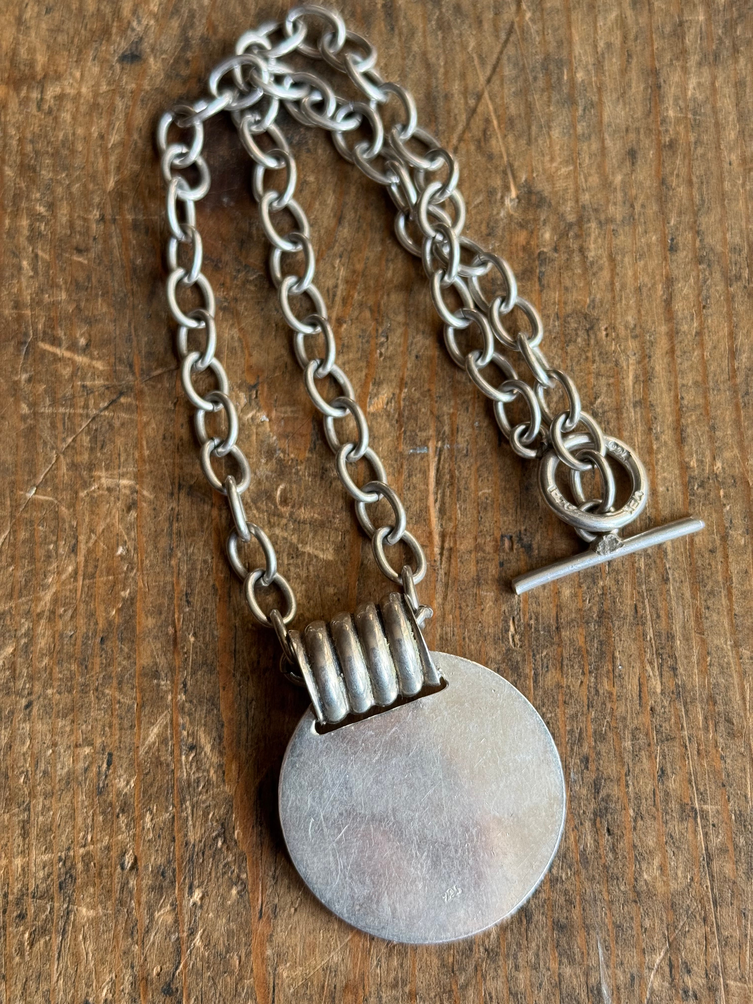 Vintage Sterling Silver 15’.5” BPJ’ Pendant Toggle Cable Chain Necklace