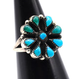 Vintage Sterling Turquoise Cluster Ring 3