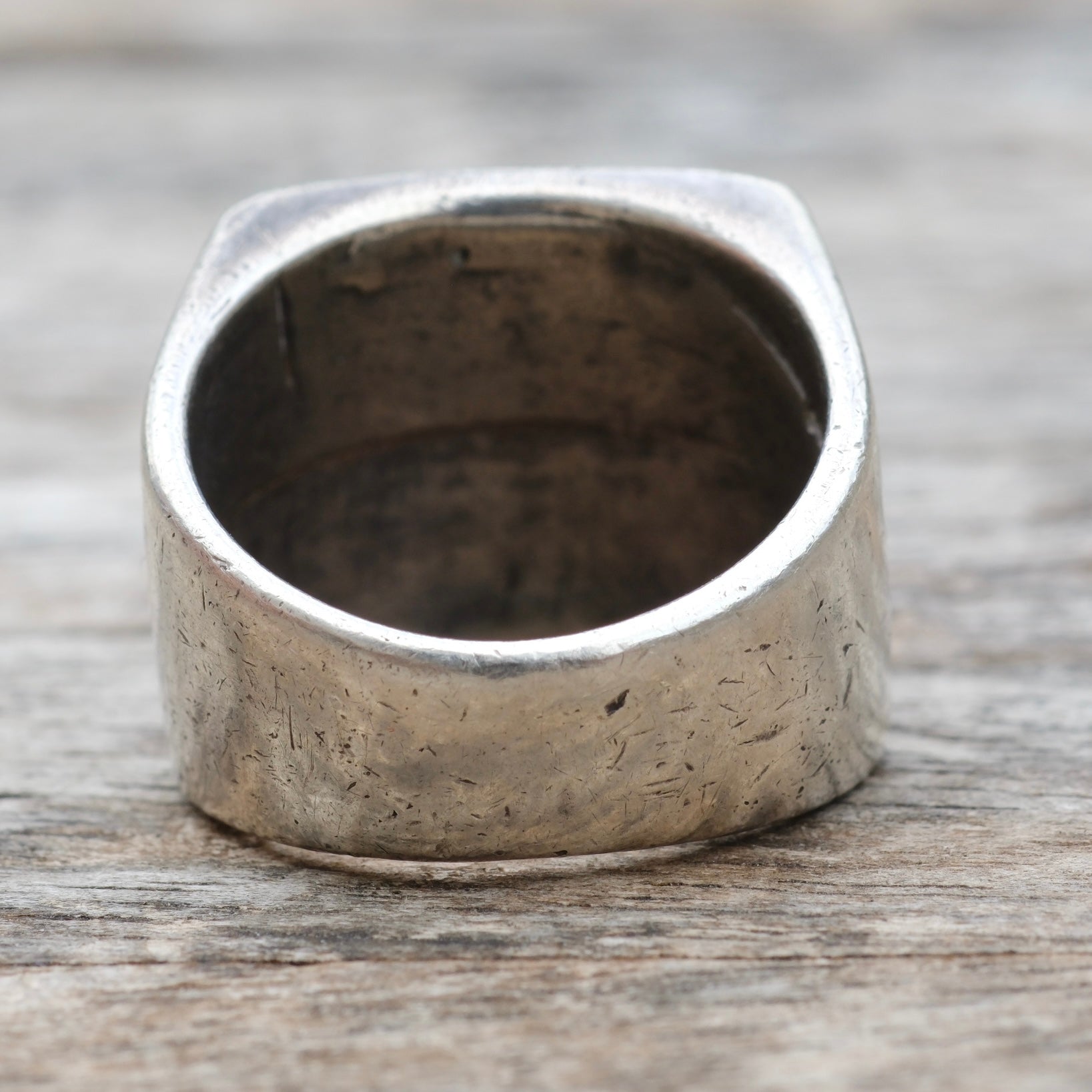 Vintage Sterling Crushed Turquoise and Coral Inlay Ring 9