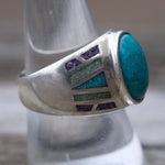 Vintage Sterling Inlay Turquoise and Inlay Ring 9