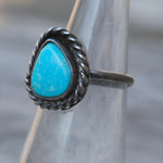 Vintage Sterling Turquoise Roper Ring 4.25