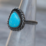 Vintage Sterling Turquoise Roper Ring 4.25