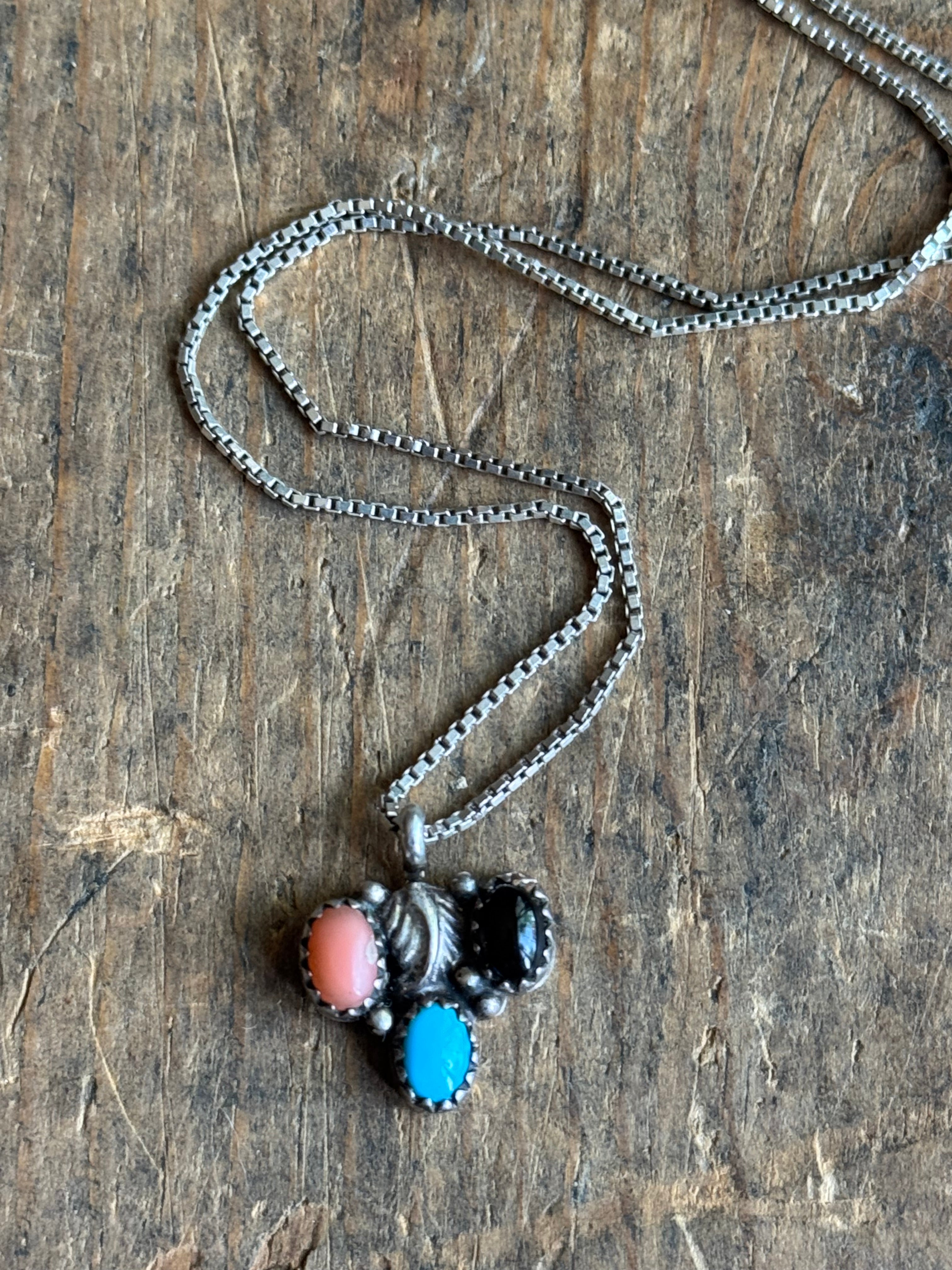 Vintage Sterling Silver Multistone Cluster Necklace