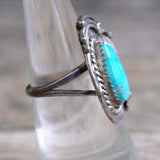 Vintage Sterling Turquoise Feather Ring 7.25