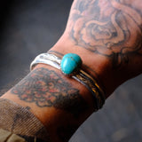 Vintage Sterling Turquoise Cuff Bracelet 7"
