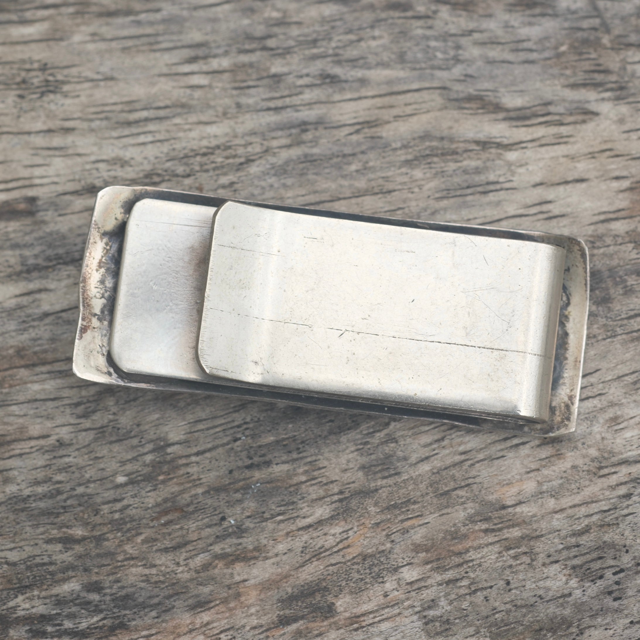 Vintage Sterling Silver Overlay Turquoise Stamped Money Clip