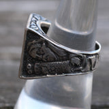 Vintage Sterling Silver Lion Crest Signet Ring 8.75