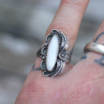 Vintage Sterling Mother Of Pearl Feather Ring 6