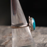 Vintage Sterling Turquoise Floral Ring 6.75