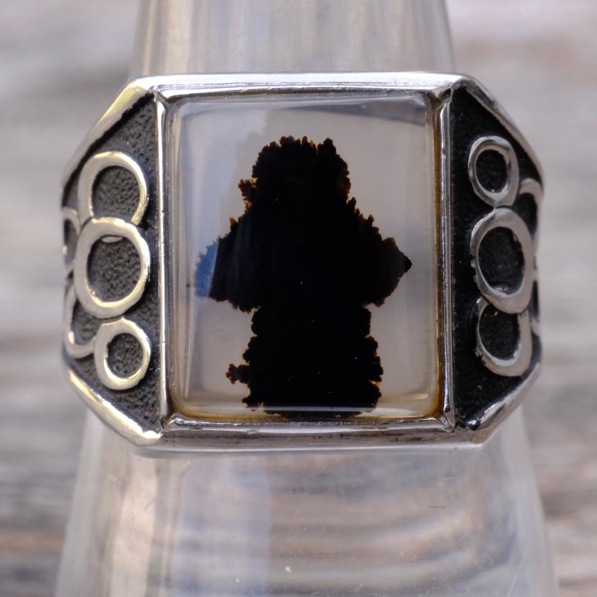 Vintage Sterling Agate Signet Ring 8.5