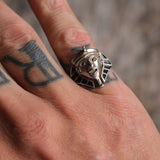 Vintage Sterling Silver Pharoah Poison Ring 5.75