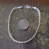Vintage Sterling Silver Twist Chain Bracelet 7"