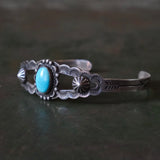 Vintage Sterling Turquoise Stamped Cuff