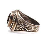 Vintage Sterling Floral and Anchor Signet Ring 8.5