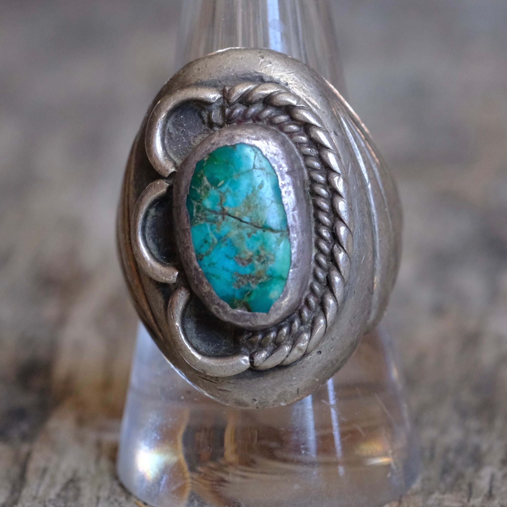 Vintage Sterling Turquoise Ring 9.75