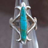 Vintage Sterling Sandcast Turquoise Ring 4