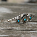 Vintage Sterling Turquoise Bear Paw Cuff