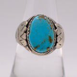 Vintage Sterling Turquoise Stamped Band Ring 8.25