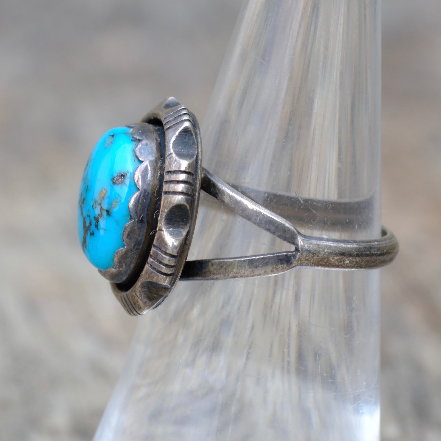 Vintage Sterling Turquoise Ring 6.5