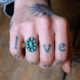 Vintage Sterling Turquoise Cluster Ring 4