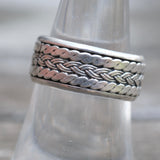 Vintage Sterling Silver Braided Spinner Band 8