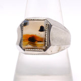 Vintage Sterling Agate Signet Ring 9.75