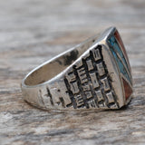 Vintage Sterling Turquoise and Coral Inlay Sunrise Ring 11
