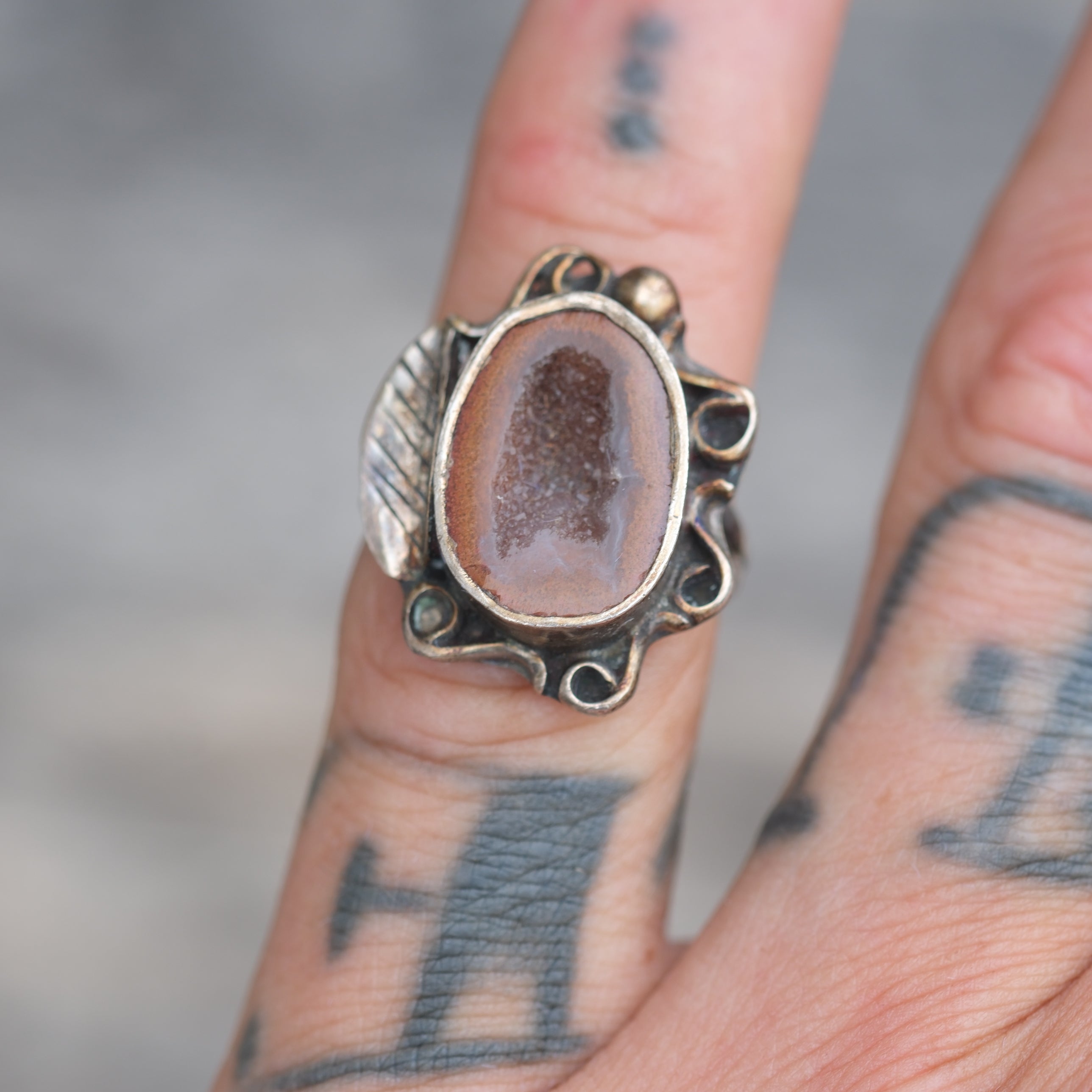 Vintage Sterling Geode Ring 5.25