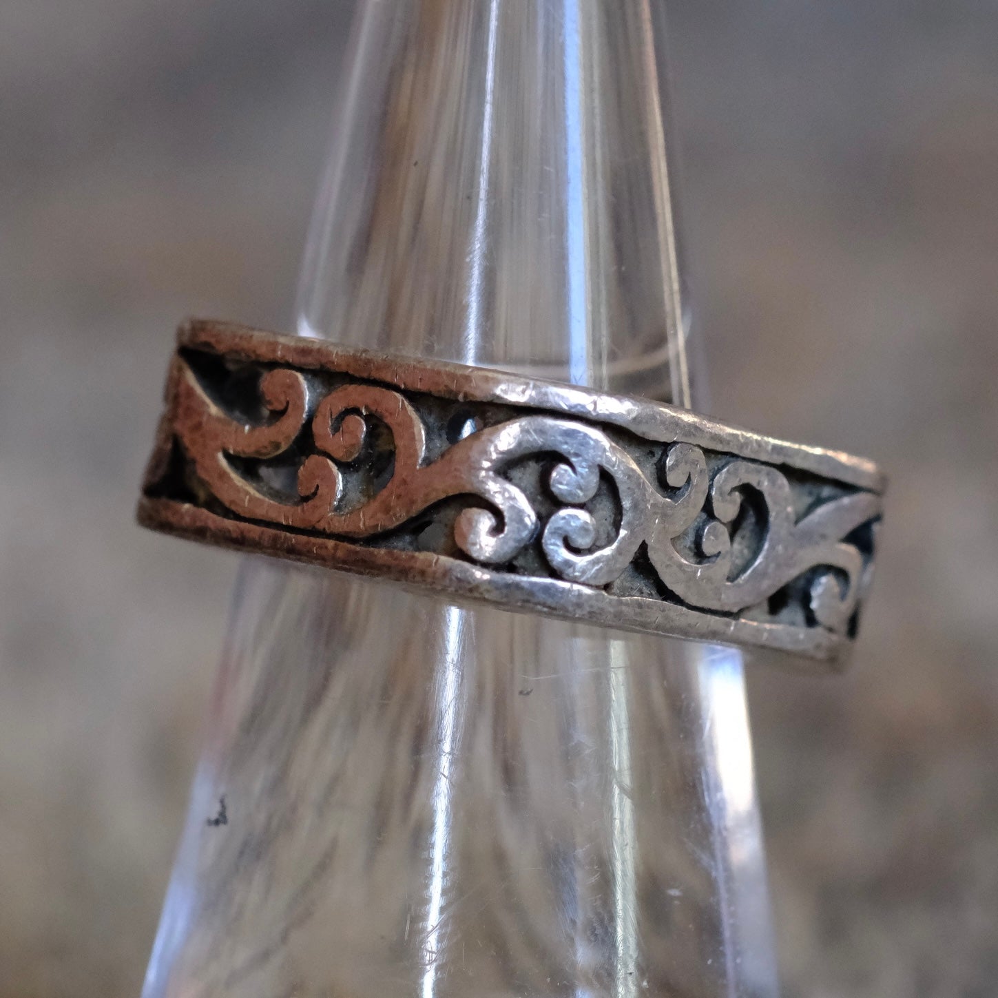 Vintage Sterling Square Scroll Ring 7