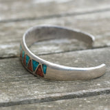 Vintage Sterling Turquoise and Coral Inlay Cuff