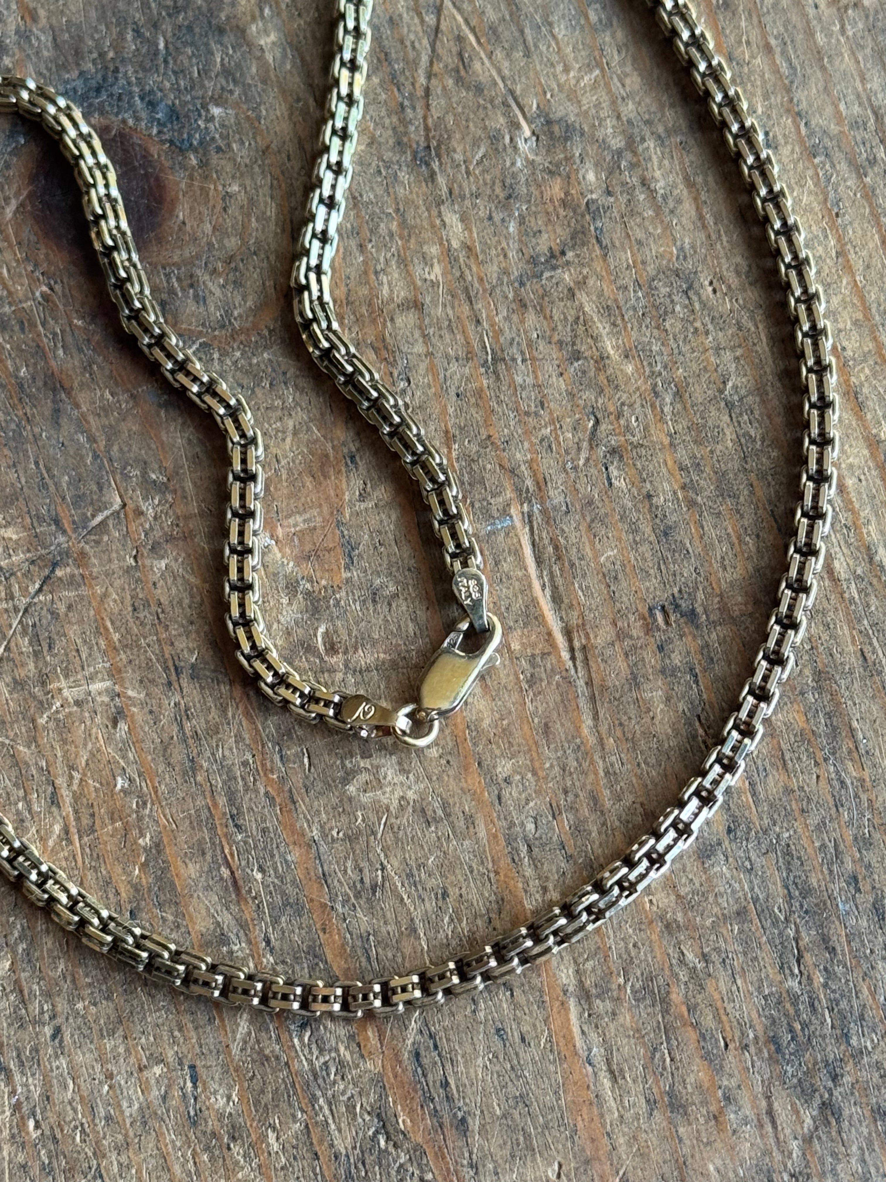 Vintage Sterling Silver 18” Gold Tone Box Chain
