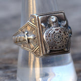 Vintage Sterling DeMolay Signet Ring 9.75