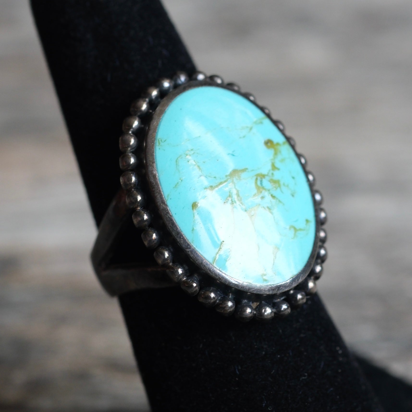 Vintage Sterling Turquoise Composite Ring 6.5