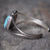 Vintage Sterling Turquoise Feather Cuff