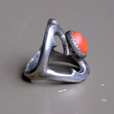 Vintage Sterling Coral Sandcast Ring 6.25