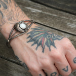 Vintage Sterling Mother Of Pearl Feather Cuff